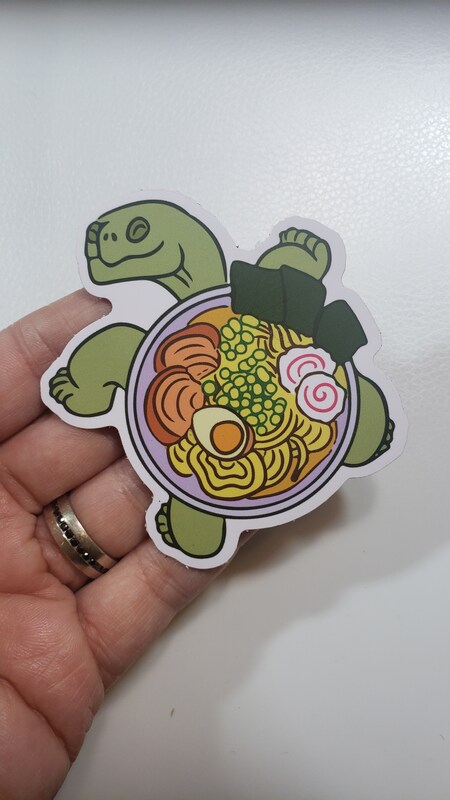 3" Vinyl Sticker Ramen turtle cute food chibi - For Water bottle Car Laptop scrapbook bujo etc
